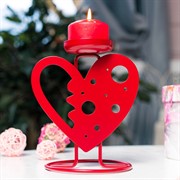 Подсвечник Сердце настольный на 1 свечу металл красный 607-093R - фото 68135
