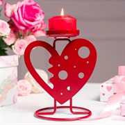Подсвечник Сердце настольный на 1 свечу металл красный 607-093R - фото 68136