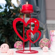 Подсвечник настольный Сердца на 1 свечу декоративный красный металл 607-097R - фото 68144
