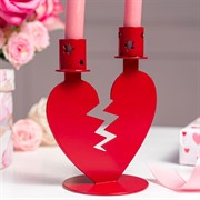 Подсвечник на две свечи Сердце настольный металл красный 607-100R - фото 68152