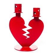 Подсвечник на две свечи Сердце настольный металл красный 607-100R - фото 68153