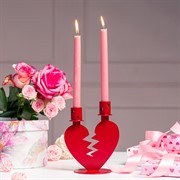 Подсвечник Два сердца настольный на две свечи металл красный 607-101R - фото 68156