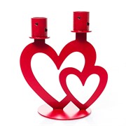 Подсвечник Два сердца настольный на две свечи металл красный 607-101R - фото 68157