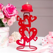 Подсвечник декоративный Сердца настольный металл красный 607-096R - фото 68164