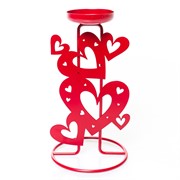 Подсвечник декоративный Сердца настольный металл красный 607-096R - фото 68165