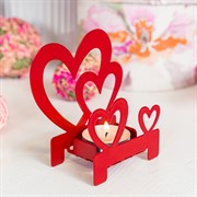 Подсвечник Сердца настольный декоративный красный металл 730-053R - фото 68174