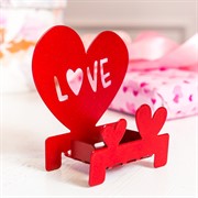 Подсвечник декоративный Сердца на одну свечу металл красный 730-054R - фото 68177