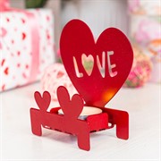 Подсвечник декоративный Сердца на одну свечу металл красный 730-054R - фото 68178