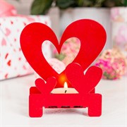 Подсвечник настольный Сердца на 1 свечу металл красный 730-055R - фото 68181