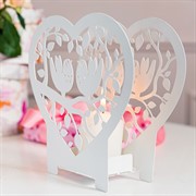 Подсвечник декоративный Птички на одну свечу металл белый 730-056W - фото 68184