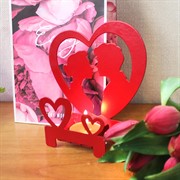 Подсвечник настольный Влюблённая пара на одну свечу металл красный 730-060R - фото 68230