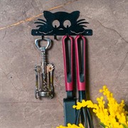 Ключница настенная металлическая черная Котик 701-023B - фото 68506