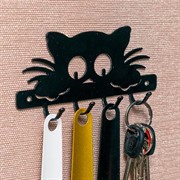 Ключница настенная металлическая черная Котик 701-023B - фото 68507