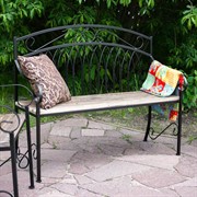 Скамейка садовая кованая с деревом длина 120см 891-76 - фото 68541