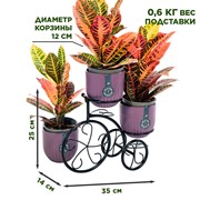 Подставка для цветов на подоконник под два кашпо Велосипед 41-041Br - фото 68586