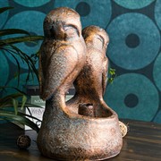 Фонтан декоративный Совушки с подсветкой высота 47см полистоун US09311 - фото 68627