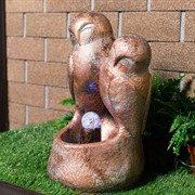 Фонтан декоративный Совушки с подсветкой высота 47см полистоун US09311 - фото 68628