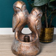 Фонтан декоративный Совушки с подсветкой высота 47см полистоун US09311 - фото 68630