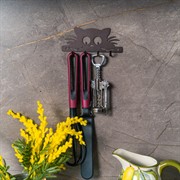 Ключница настенная металлическая черная Котик 701-023B - фото 68985