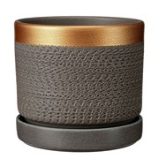 Горшок Брюссель 1,5л серый золото цилиндр №2 - фото 69367