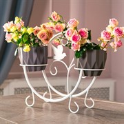 Подставка для цветов на подоконник Птица под 2 кашпо металл 41-002W - фото 69402