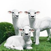 Фигура декоративная Ягнёнок белый лежит стеклопластик длина 44см U09346 - фото 69667