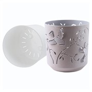 Кашпо Колибри 1,25л серый жемчуг-белый - фото 70253