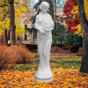 Скульптура декоративная Девушка с цветами белая матовая высота 77см F03003-WM - фото 70855