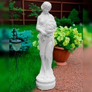 Скульптура декоративная Девушка с цветами белая матовая высота 77см F03003-WM - фото 70856