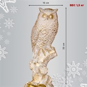 Фигура Филин на ветке белый с золотом F01243-WG - фото 71185