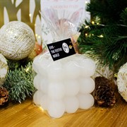 Свеча фигурная большая белая куб - фото 71309