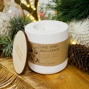 Свеча ароматическая Экзотика лайм и бергамот в гипсовом стакане с крышкой - фото 71338