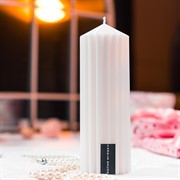 Свеча рифлёная конус 7х20см белая - фото 71396