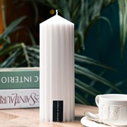 Свеча рифлёная конус 7х20см белая - фото 71397