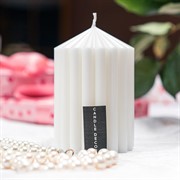 Свеча рифлёная конус 7х10см белая - фото 71421