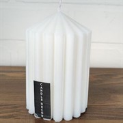 Свеча рифлёная конус 7х10см белая - фото 71423