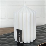 Свеча рифлёная конус 7х10см белая - фото 71424