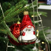 Игрушка ёлочная Волшебный гномик 2 9см красный - фото 71434