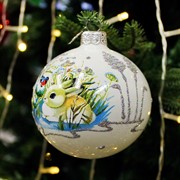 Шар ёлочный Зайчик под кустиком 80мм - фото 71499