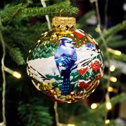 Шар ёлочный Зимние птицы 3 80мм - фото 71501