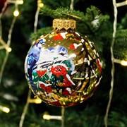 Шар ёлочный Зимние птицы 3 80мм - фото 71502