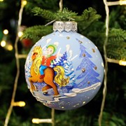 Шар ёлочный Мальчик на лошадке 80мм - фото 71510