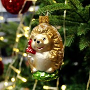 Игрушка ёлочная Лесной ёжик 9,5см - фото 71558