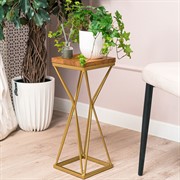 Подставка напольная под цветы Лофт золотая высота 52см 66-233G - фото 71611