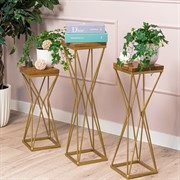 Подставка напольная под цветы Лофт золотая высота 52см 66-233G - фото 71612