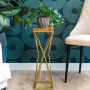 Подставка напольная под цветы Лофт металл+дерево высота 62см 66-234G - фото 71614