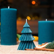 Свеча рифлёная 7х10см парафин бирюзовая - фото 71640