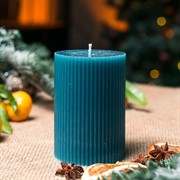 Свеча рифлёная 7х10см парафин бирюзовая - фото 71641