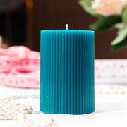 Свеча рифлёная 7х10см парафин бирюзовая - фото 71642