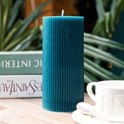 Свеча рифлёная 7х15см парафин бирюзовая - фото 71648